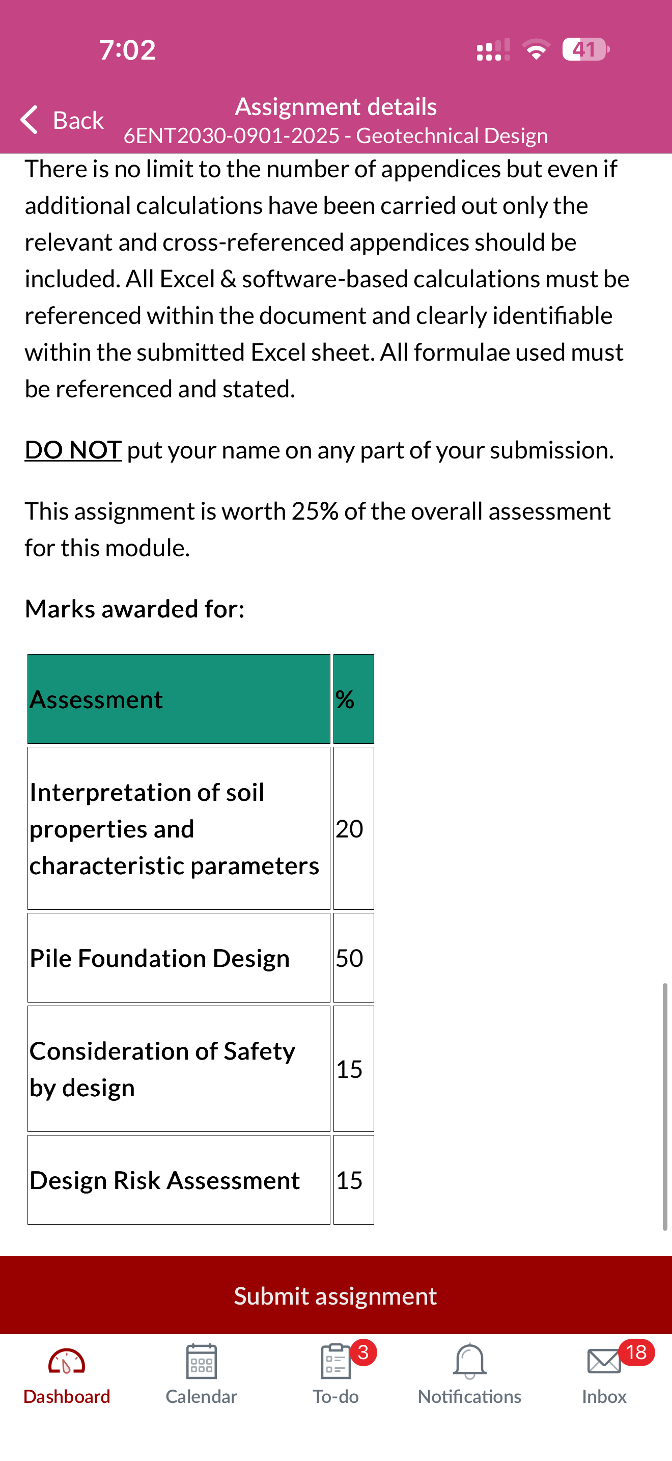 6ENT2030 Geotechnical Design Assignment Brief – University of Hertfordshire